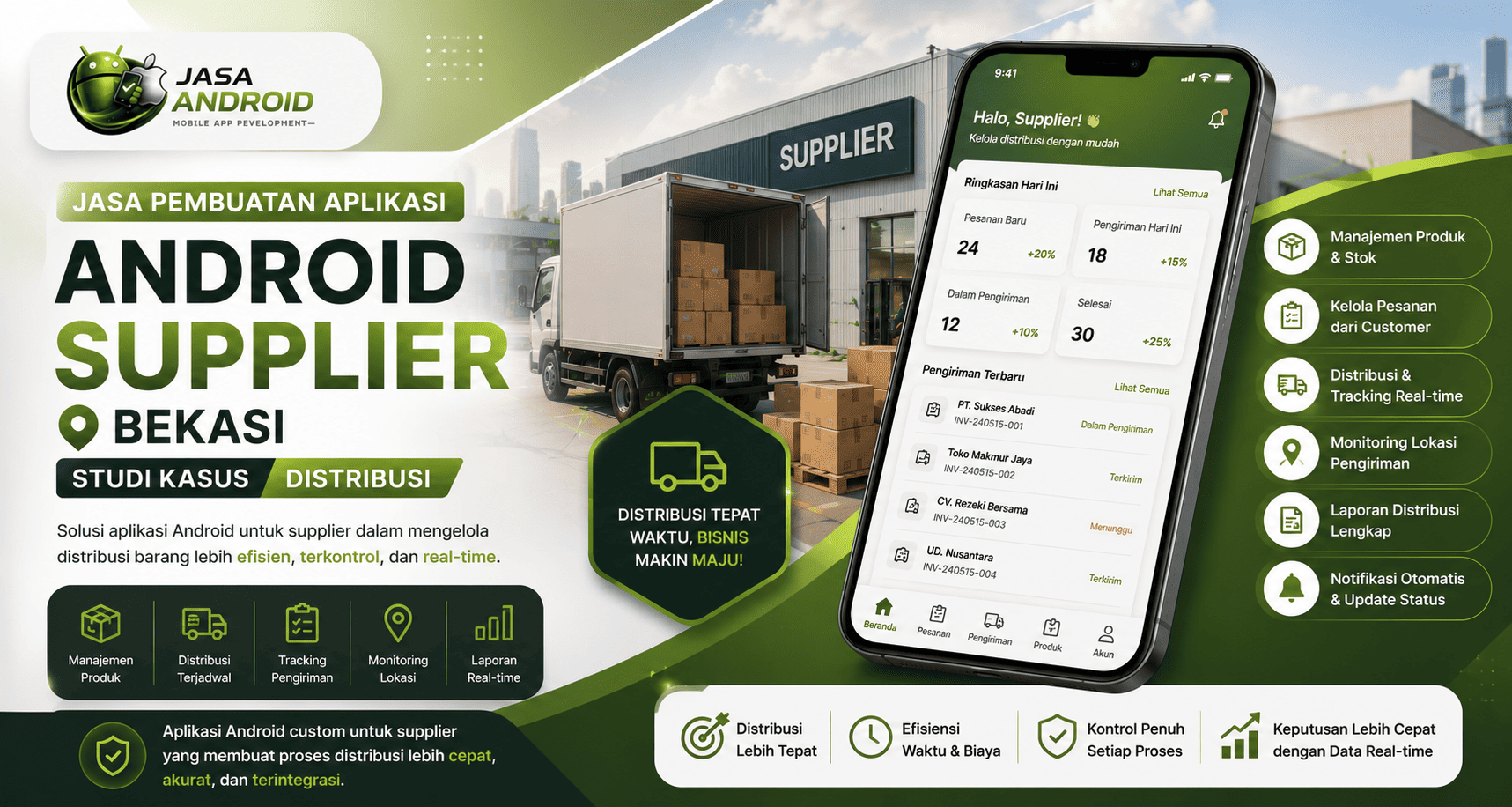 Jasa Pembuatan Aplikasi Android Supplier Bekasi Studi Kasus Distribusi: Solusi Digital untuk Mengoptimalkan Rantai Pasok dan Operasional Supplier